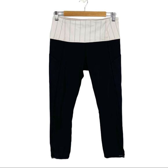 Lululemon Can't Stop Crop High Rise Runners Leggings Black / Slalom Stripe 8 - Picture 3 of 16